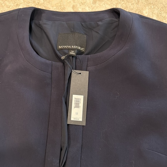 NWT 🏷️ Banana Republic Women’s 3/4 Ruffle Sleeve Navy Blue Blazer size 12 - Picture 5 of 13